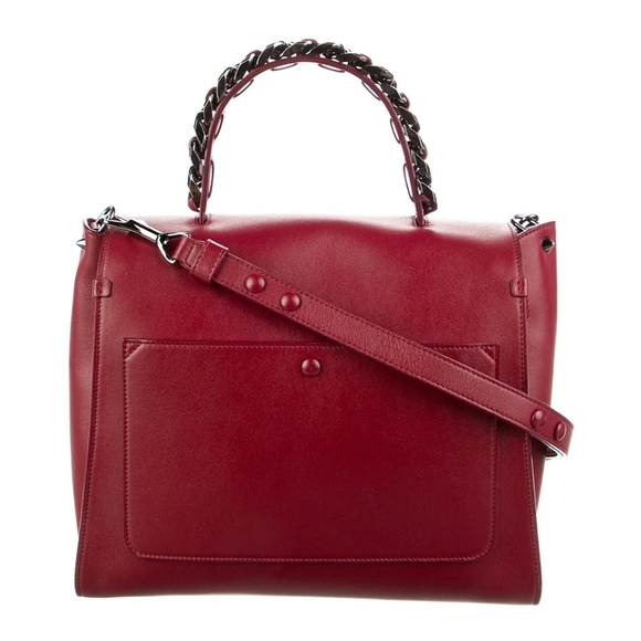 Elena Ghisellini Bordeaux Leather Top Handle Shoulder Bag - Picture 2 of 16